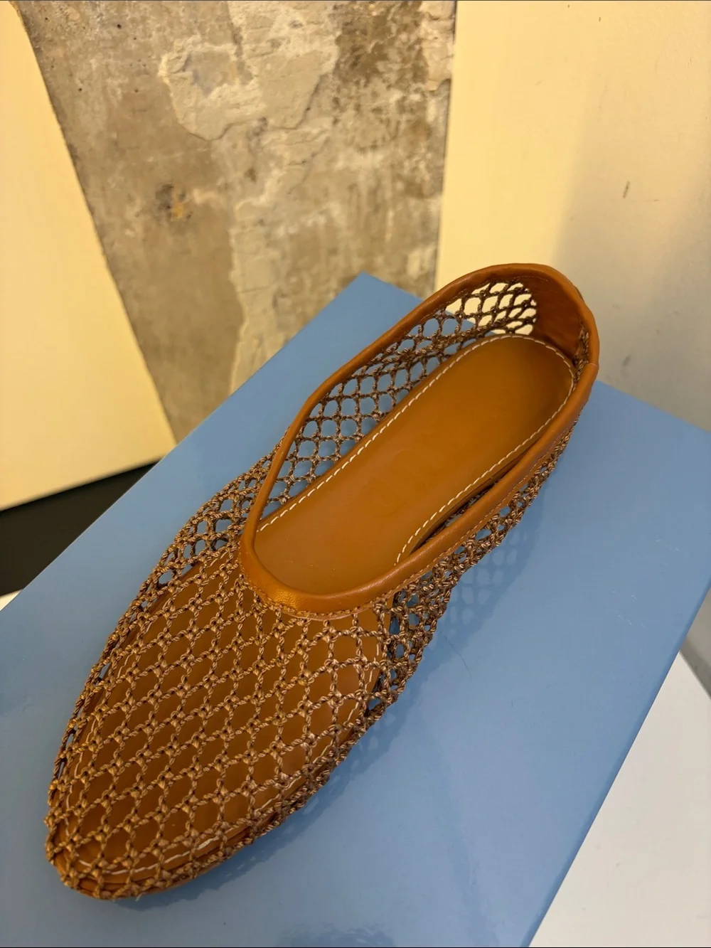 STAUD Alba Ballet Flat - Tan Netting - Picture 4 of 5